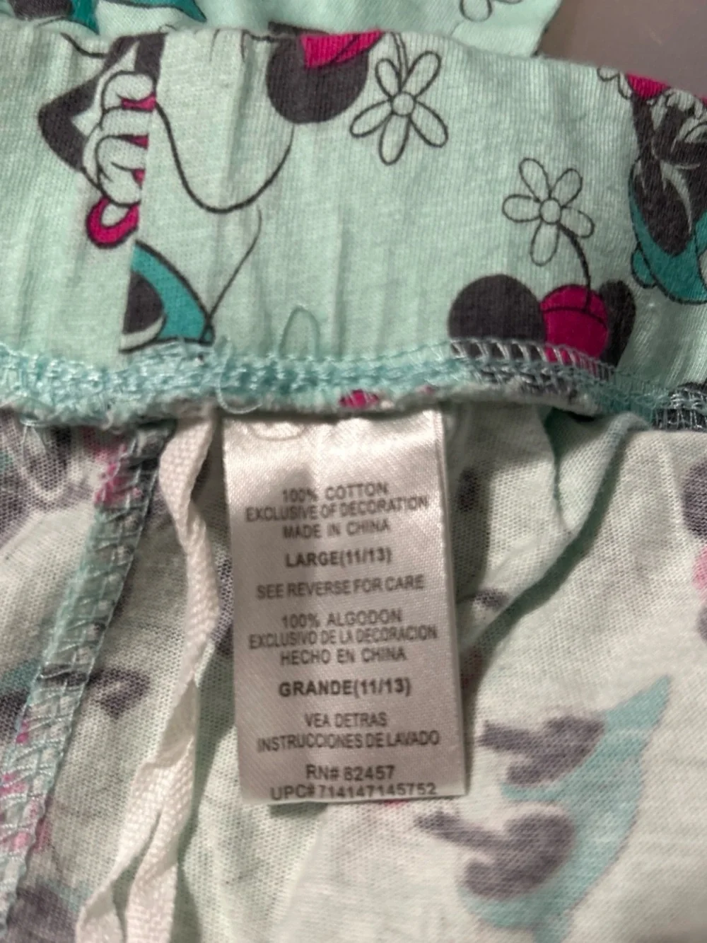 Disney Mint Green Minnie Mouse Pajama Pants with Pink Accents - Picture 4 of 5